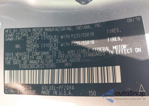 2019 Toyota Sienna Xle 7 Passenger из США, поврежденный, VIN 5TDDZ3DC2KS210385